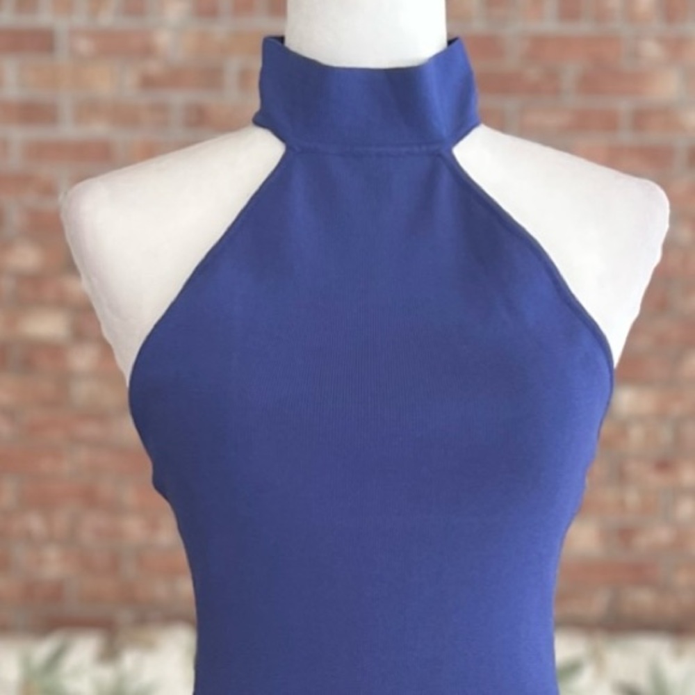 By The Way Dress Bodycon Bandage Halter Periwinkle Blue S Backless Cocktail - Picture 3 of 10
